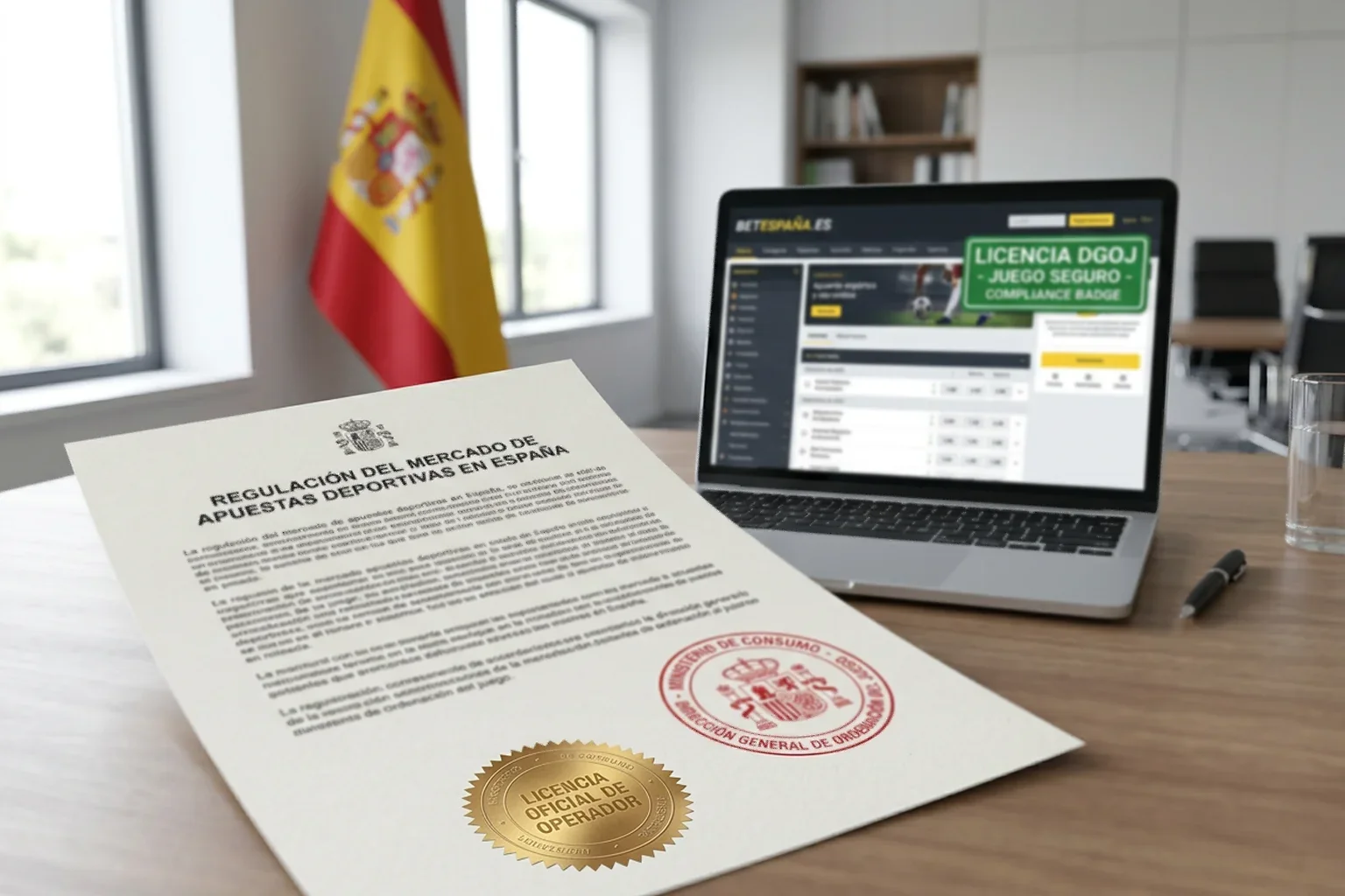 Logotipo de la DGOJ y símbolo de licencia de apuestas deportivas reguladas en España